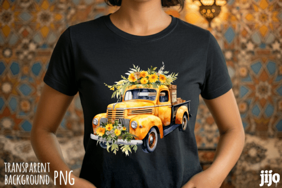 Download Watercolor Yellow Vintage Truck PNG - Premium Resources