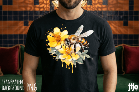 Download Watercolor Bee Yellow Daisy PNG - Premium Resources